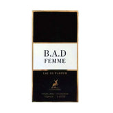 B.A.D FEMME BY MAISON ALHAMBRA EAU DE PARFUM FOR WOMEN 100ML 3.4 FL.OZ.